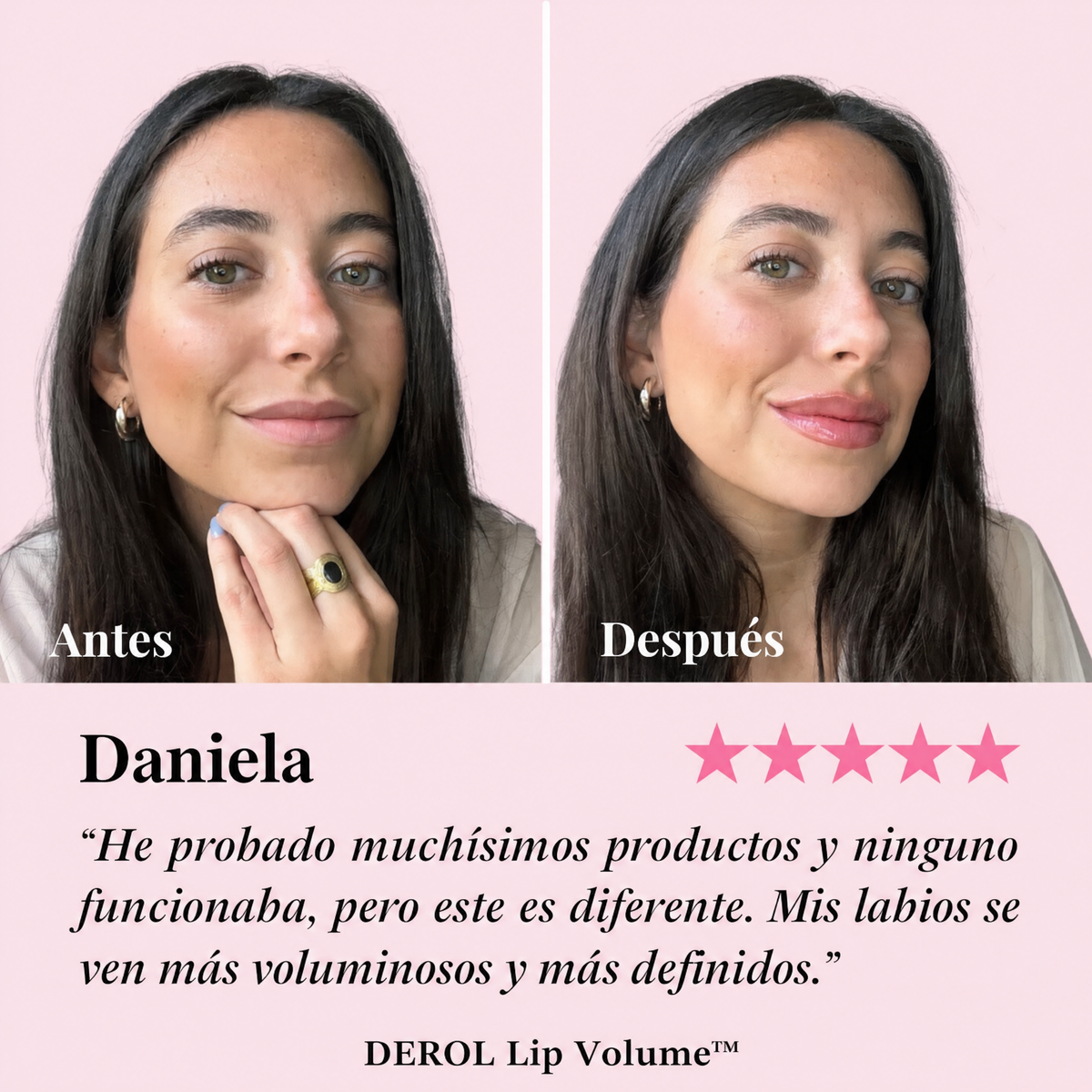DEROL Lip Volume™ — Labios más voluminosos en minutos, sin agujas ni dolor