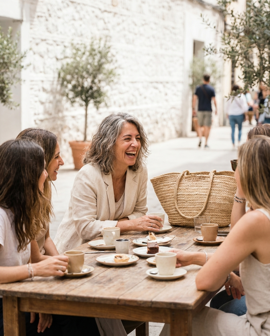 Mujer disfrutando con amigas - Kalyra sofocos